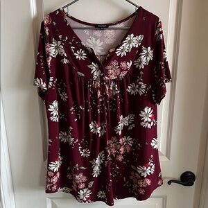 Burgundy Floral Tee.